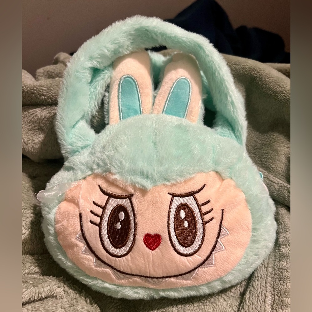 NWOT - Adorable Labubu Monster - Plush Kids Crossbody Bag – Light Green